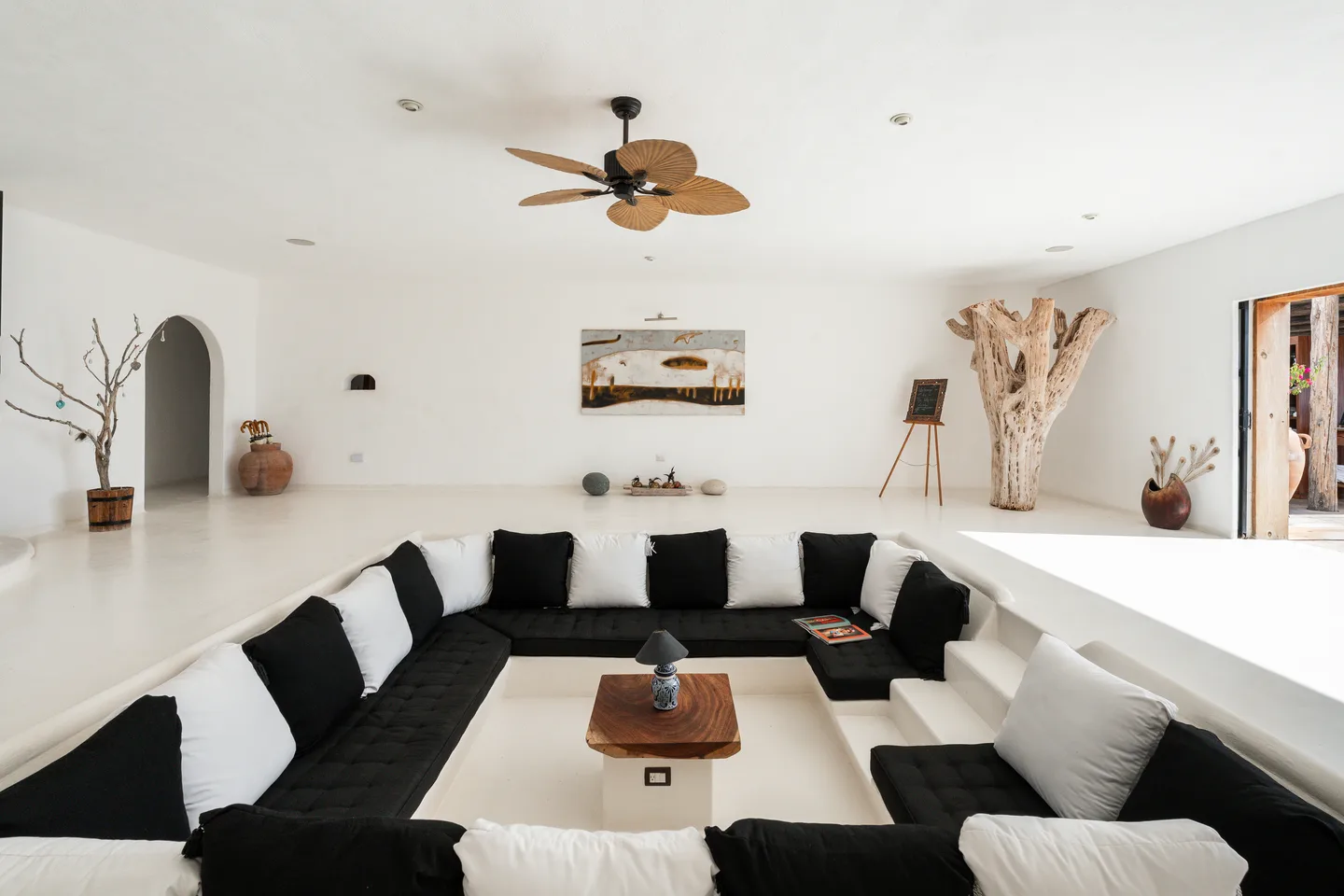 Sunken conversation pit in the lobby lounge — NEST Baja